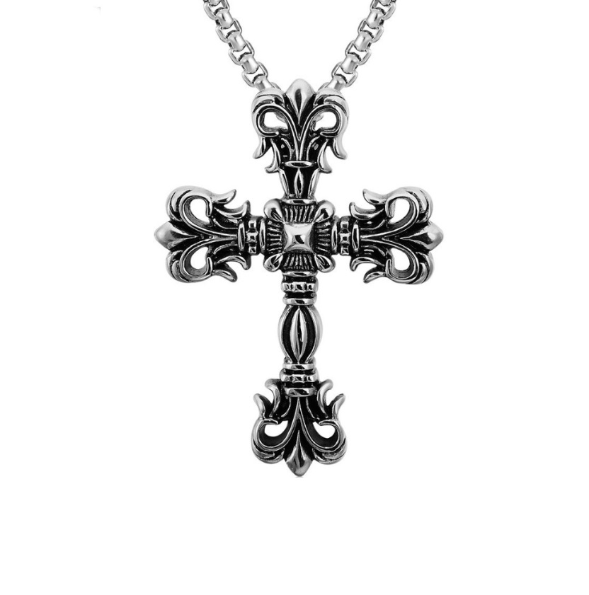 Gothic Cross Pendant With Chain Necklace